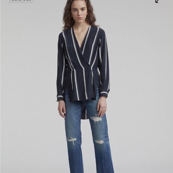 rag & bone Debbie Stripe Silk Blouse size XXS - Picture 1 of 12